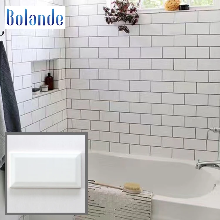 Красивый внутреннее покрытие стен backsplash украшение стены высокий Глянец скошенный белый мозаичная плитка Метро