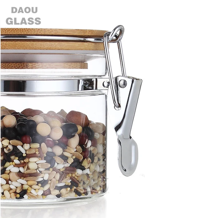 
Heat sales home decoration healthy super light heat resistant glass jars food containers With locking lid 