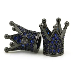 Hot sale diy cz micro pave bracelet accessories rhinestone large hole crown beads design fashion accessories spacer beads