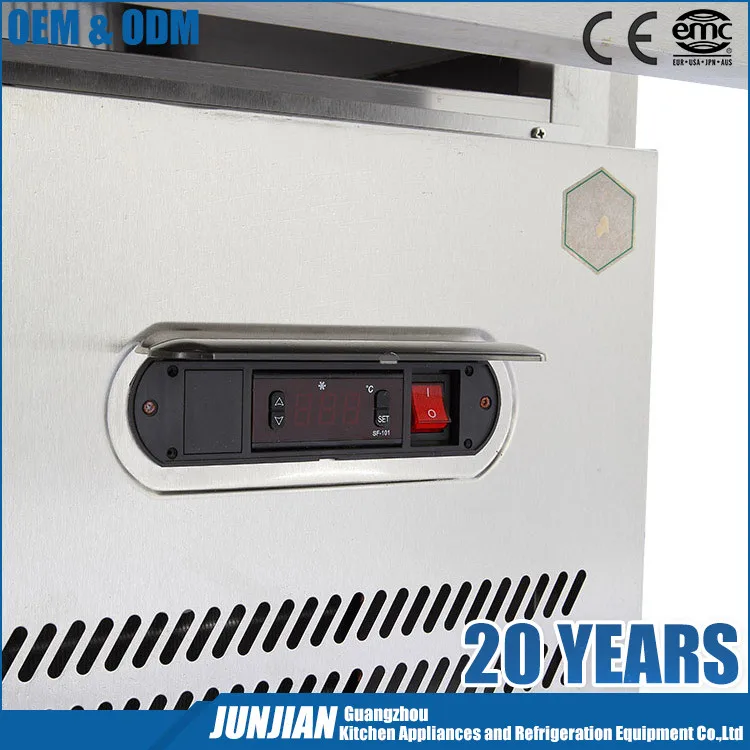 Double door kitchen refrigerator with 201 stainless steel and commercial upright freezer