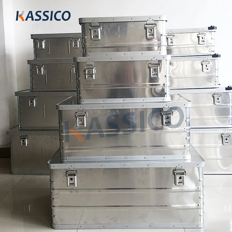 KASSICO Waterproof metal aluminum storage transport case box for carry & stackable