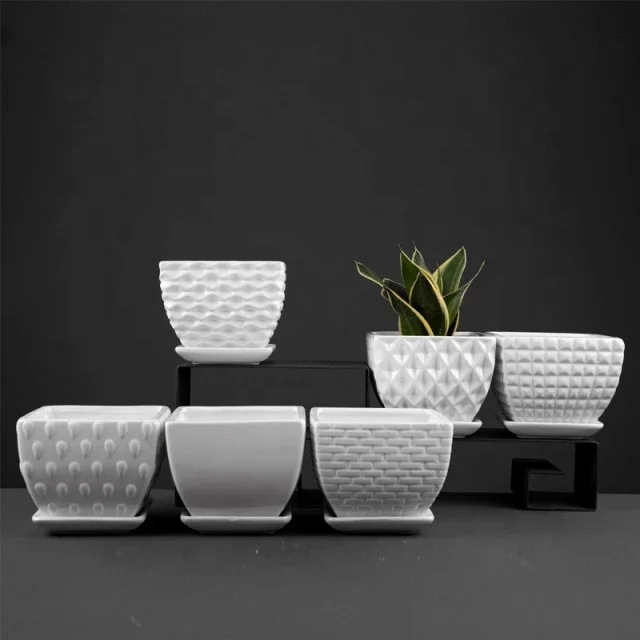 white ceramic indoor pots for succelent square pots for plants  wholesale ceramic pots white square planter