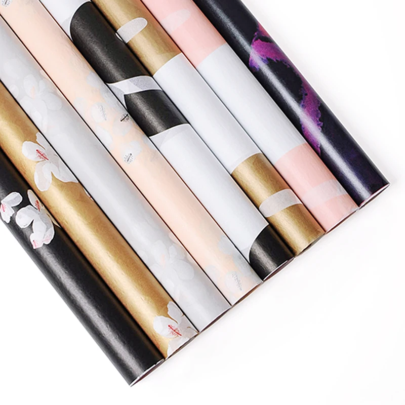 
China manufacture supplier 50cm*70cm elegant printed wrapping paper sheets 17g black wrapping paper 