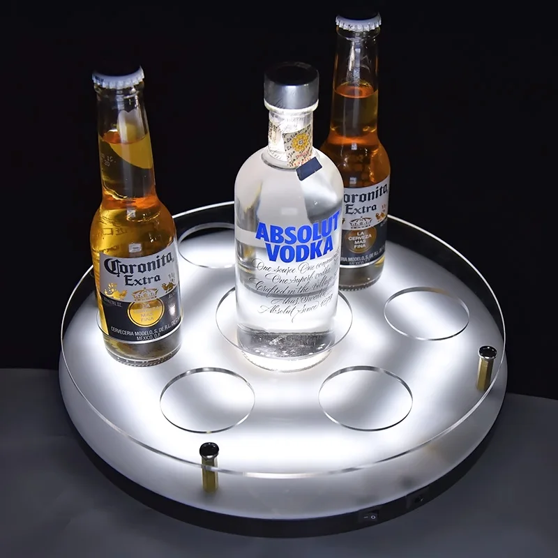 Barware manufacturer ravishing decorative custom printed Led light  plastic serving tray with best quality