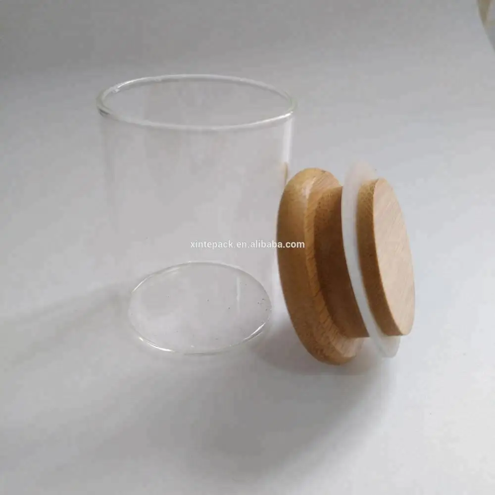 Glass bottle with bamboo lid airtight storage container for tea coffee sugar storage jar canister