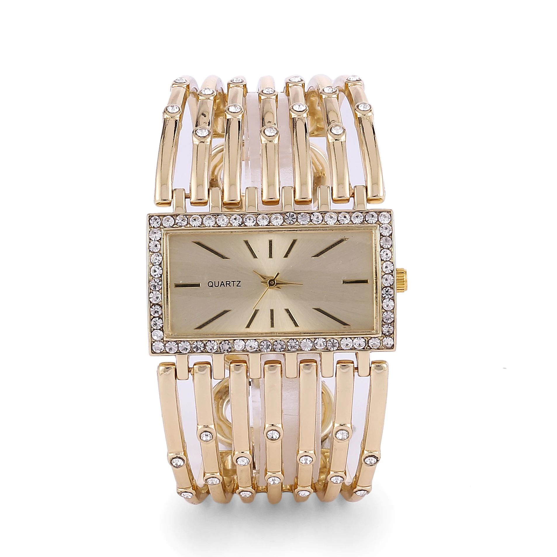 Popular Diamond-inlaid Rectangular Watch Steel Rose Gold S Bangle Fashion Analog Leather Black Bracelet Watches Women Wholesale