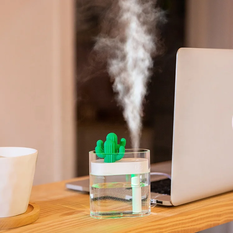 160ml Portable Air Diffuser Usb Mini Cactus Ultrasonic Humidifier Transparent LED Light Air Humidifier