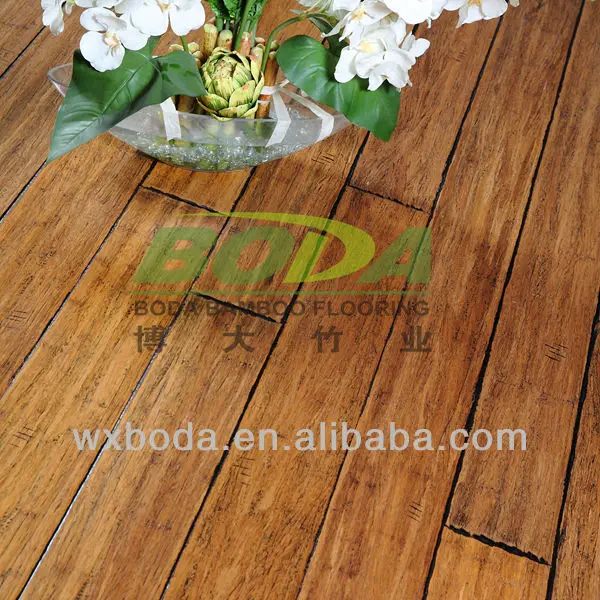 Exotic coffee color handscraped click strand bamboo parquet