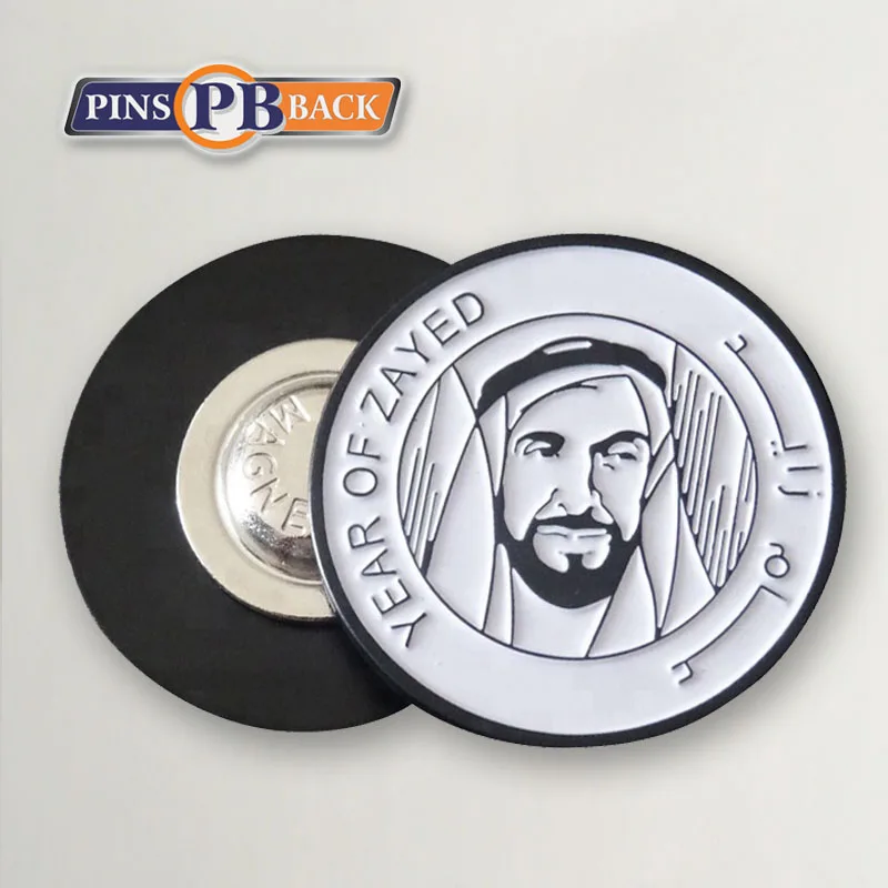 Magnet badge custom metallic Iron Zinc Alloy soft enamel magnet badge promotional UAE national souvenir antique white lapel pin