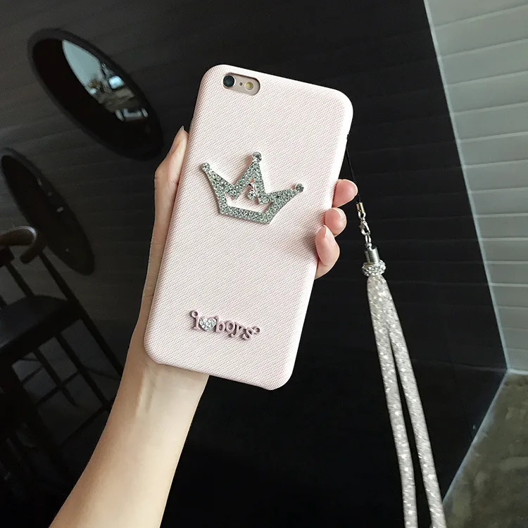 Diy silver crown mobile phone case beauty full crystal accessories