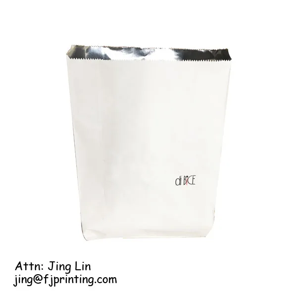 Custom printing aluminum foil greaserpoof kebab grill BBQ food packaging paper bag