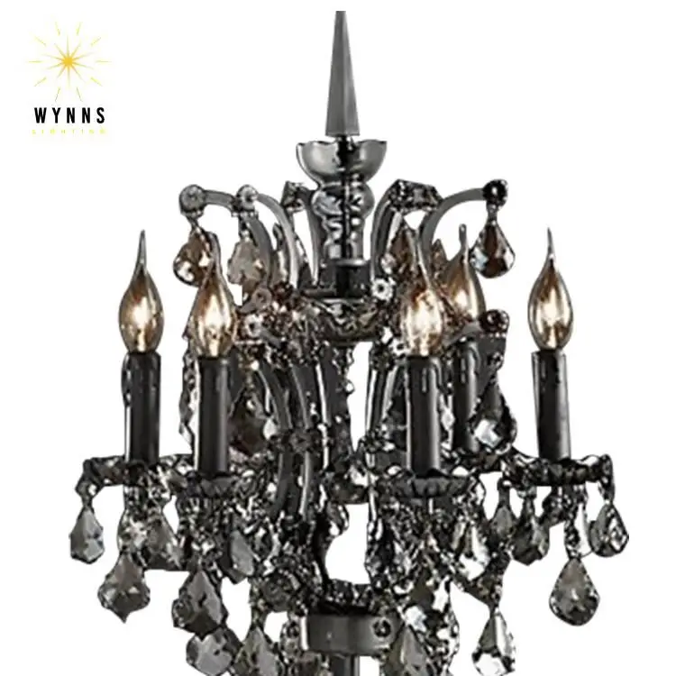 Rococo crystal desk chandelier lighting black iron clear K9 cristal table lamp decoration LED large desk lighting for dining