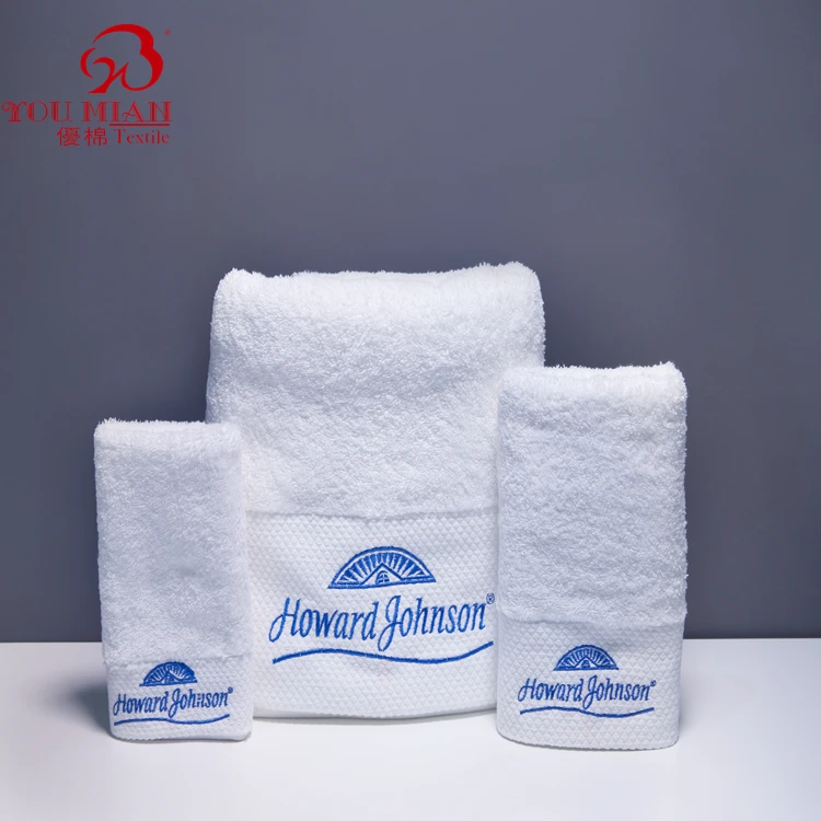 Good Absorbent High Quality 5 Star Hotel 100% Cotton White Towels Custom 3pcs Towel Set