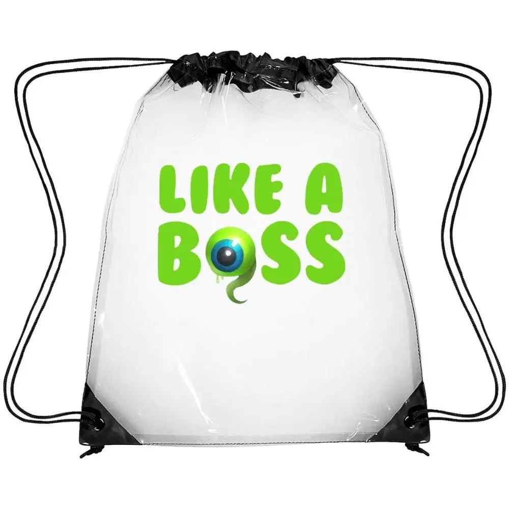 Stock Fashion Promo Clear Drawstring Plastic Make-Up Dust Backpack