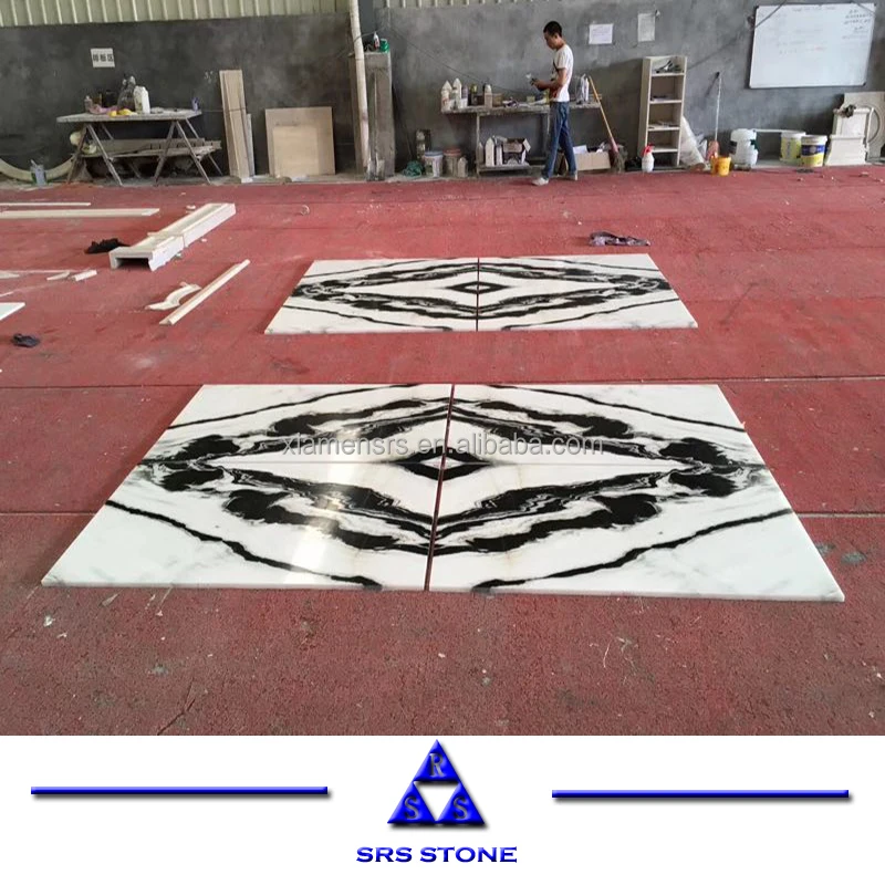 
Hotel Project Marble Panda White Marble Book Match Black Veins White Marble 