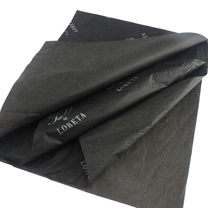 Packaging Tissue Paper Custom Logo Silver Printing Distinctive Black Wrapping Tissue Paper For Clothing Packaging