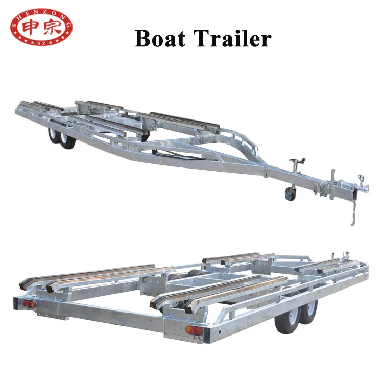 Rubber roller double axle galvanized steel boat trailer for heavy boat