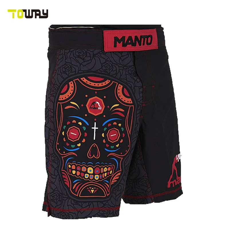 black and red dragon custom mma shorts
