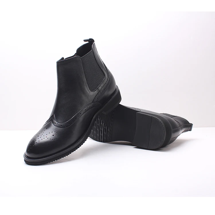 wholesale Brogue Genuine Cow Leather genuine leather chelsea boots men
