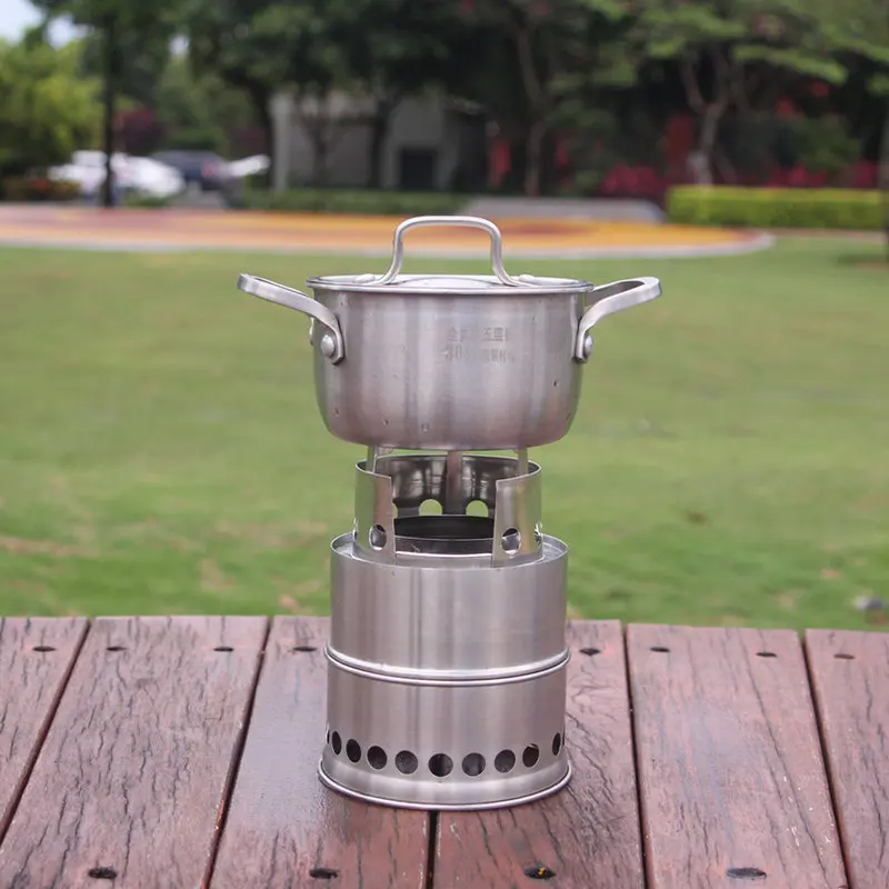 
stainless steel ultralight portable outdoor multi fuel mini fire camping alcohol stove wood stove fro backping 
