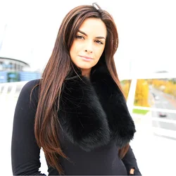 CX-S-25B Fluffy Ladies Elegant Outwear Accessory Women Winter Warm Real Fox Fur Scarf