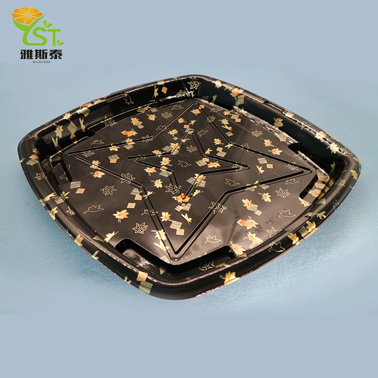 Одноразовая рельефная пластиковая коробка для суши квадратной формы/лоток для вечеринки на вынос