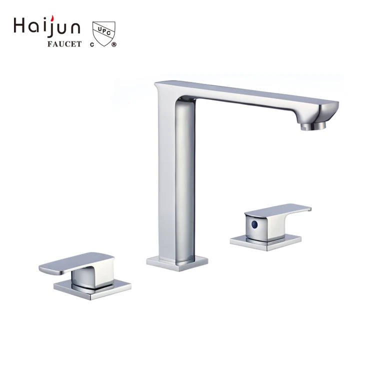 Super Quality Lavatory Pull Down Double Handle Three Holes Spout Mixer Tap Faucet