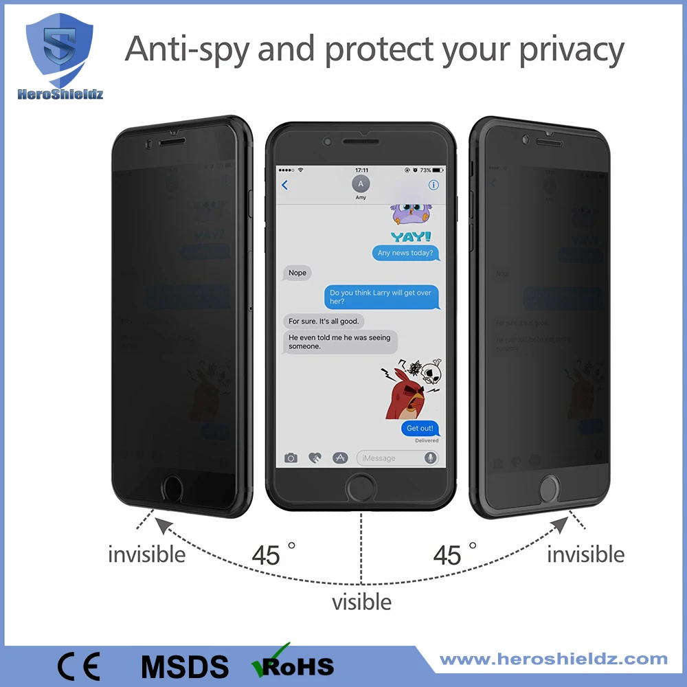 
 Для iPhone 7 Защитная пленка для защиты от солнца, стекло, анти-peek темно-2 способ 180 градусов с уровнем твердости 9H защитная пленка из закаленного стекла Премиум-