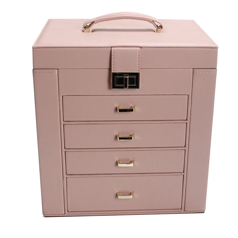 Luxury wholesale custom logo tall jewelry made blue pink gift storage leather big large jewellery box case