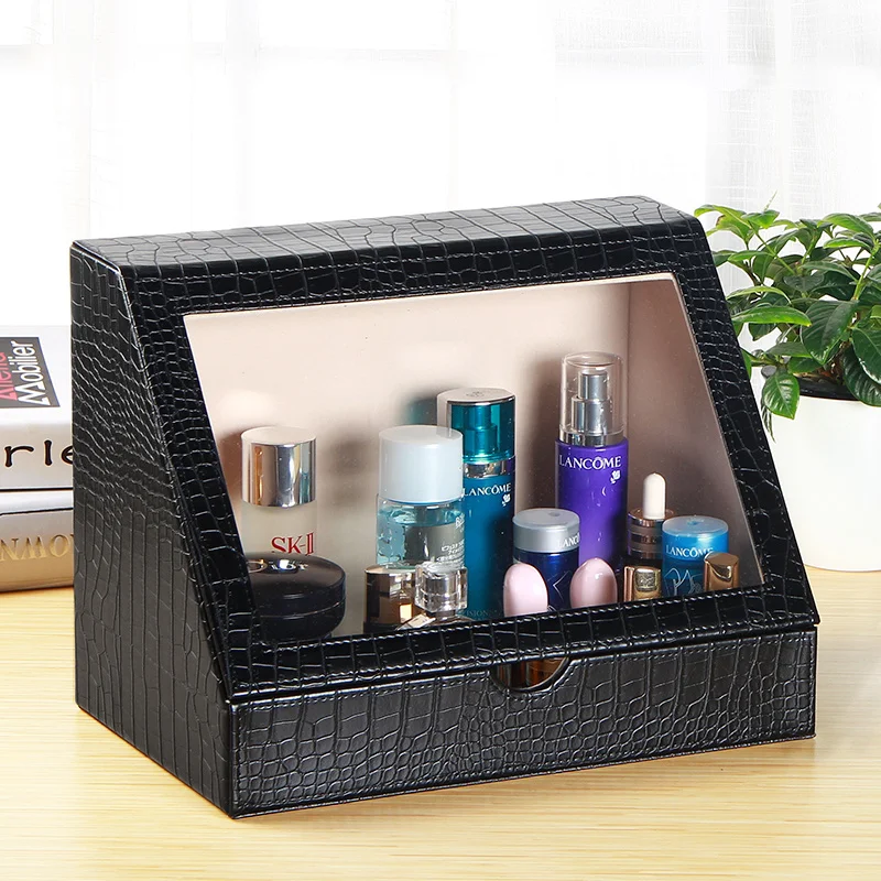 Leather Fancy Cosmetic Organizer Make Up Storage Box make-up skin care organizer for Women