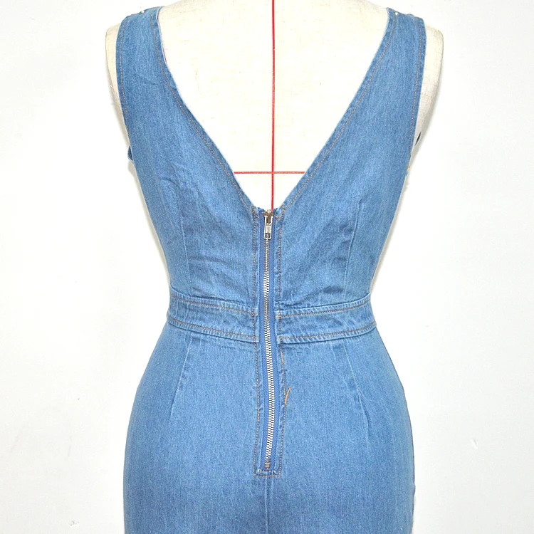 Lightweight Denim Jumpsuit Breathable Plain Dyed Softener New Fashion Customized Overall Oversized Design Woman Skinny Plus Size