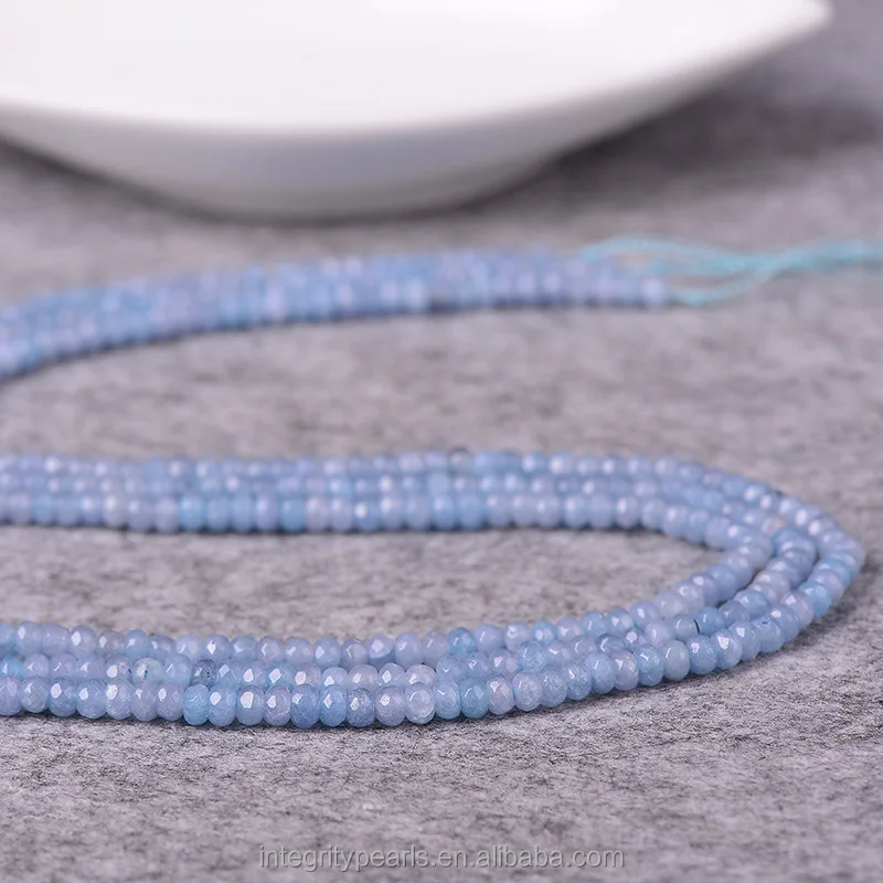 
2*4mm flat blue natural aquamarine gemstone, gemstone bulk, natural gemstone beads 