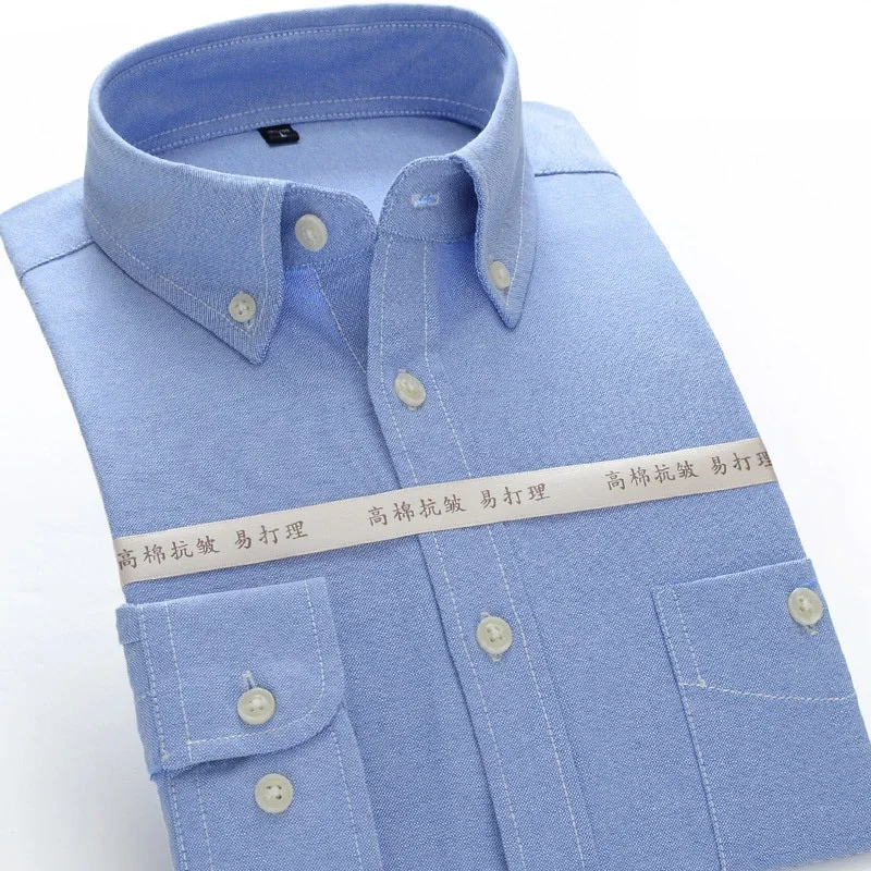 Низкий минимальный заказ, новый бренд, Мужская однотонная Весенняя Повседневная рубашка из ткани Оксфорд по оптовой цене