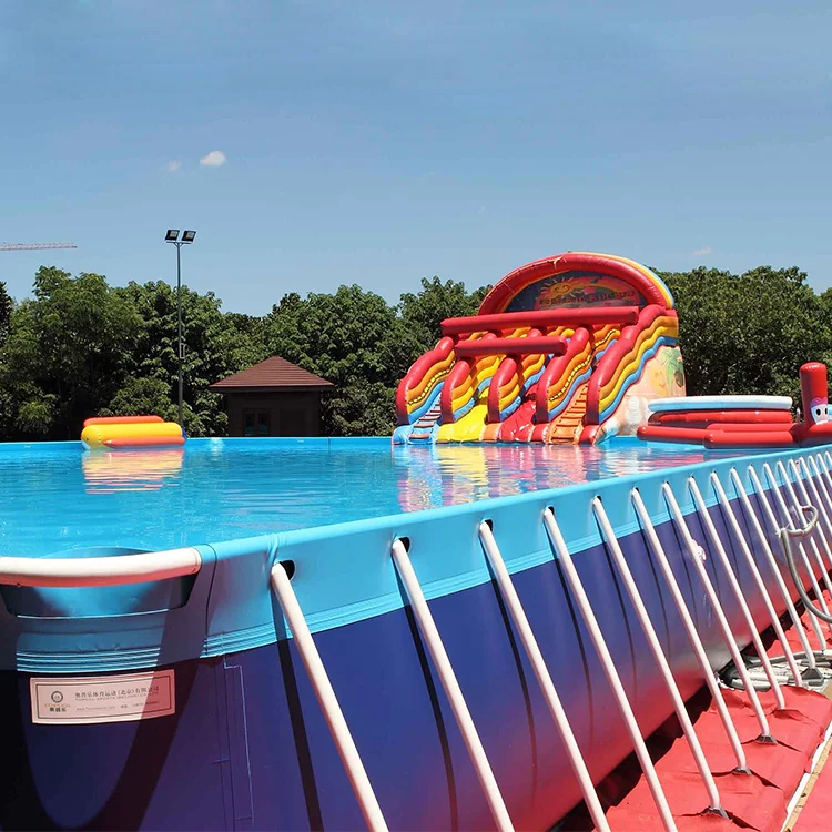 Factory Supply Commercial Portable pvc Inflatable Rectangular Metal Frame Swimming Pool
