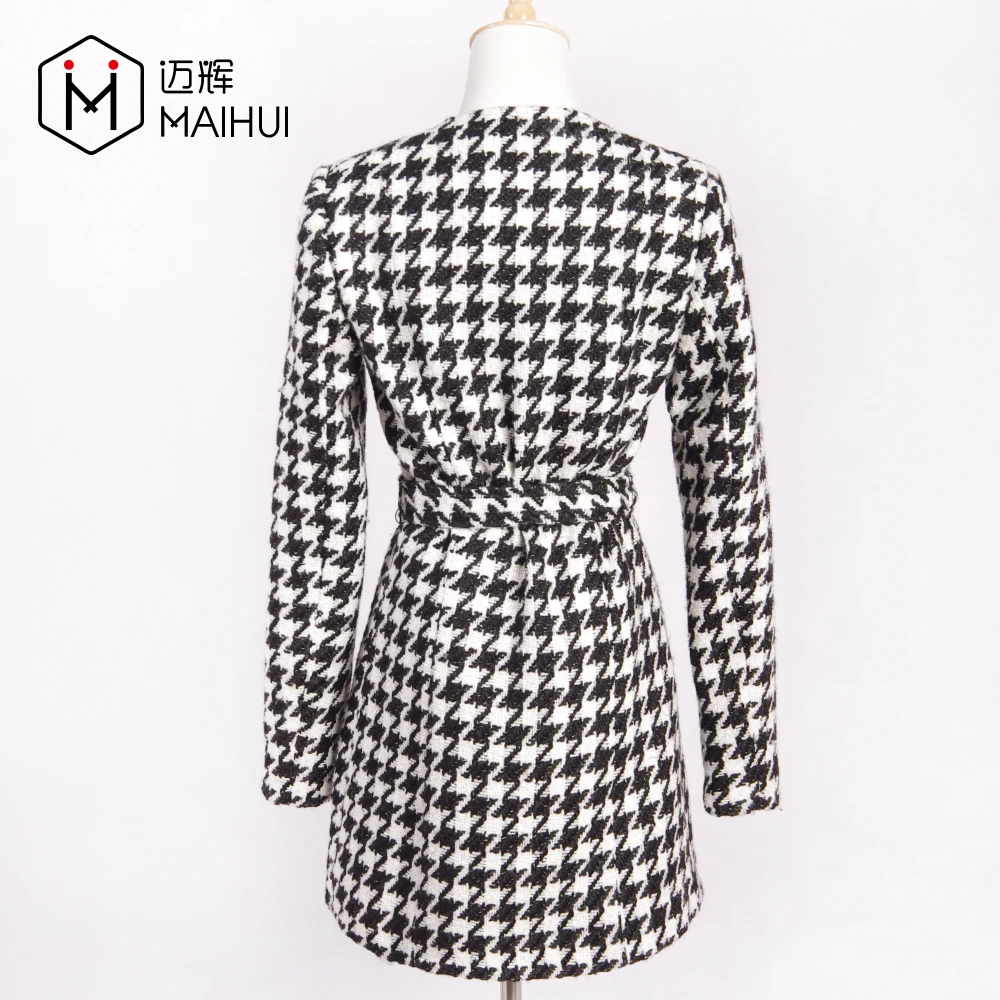 Clothes Women Lattice Wool Blend Trench Coat Women Wool Coats