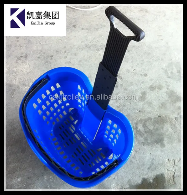 2021 2020 KaiJia Plastic Shopping Basket With Wheels for supermarket, good price and high quality