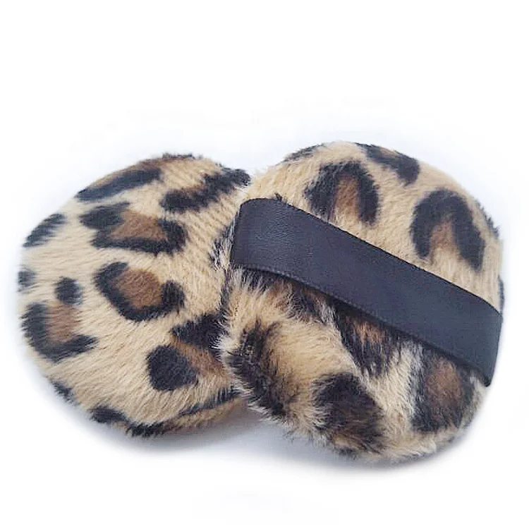 Factory wholesale 2019 New Arrival  Beauty Cosmetic Makeup Powder Puff Leopard Print lovely Fluffy puff