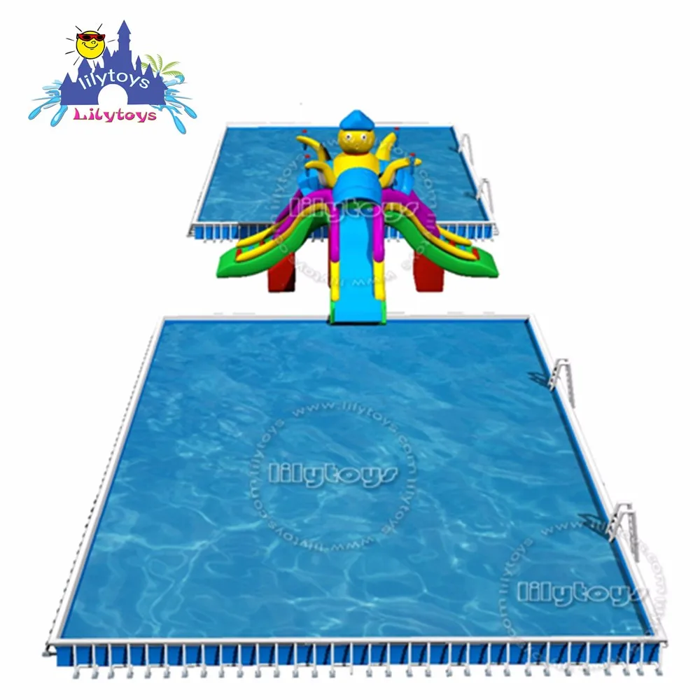 Lilytoys Moveable Mobile Metal Frame Swimming Pool Inground Outdoor Pools