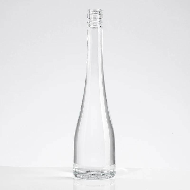 Long Neck Streamline Glass Water Bottle For Wine And Olive Oil Crystal Transparent Simple Smooth Thin Bottom glass water bottle