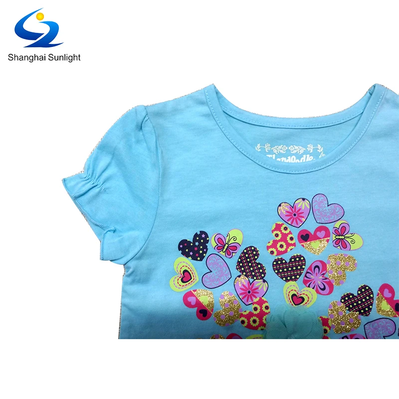 
Low Price Children Fashion Tops Cotton polyester Round Neck OEM Girls T Shirts 