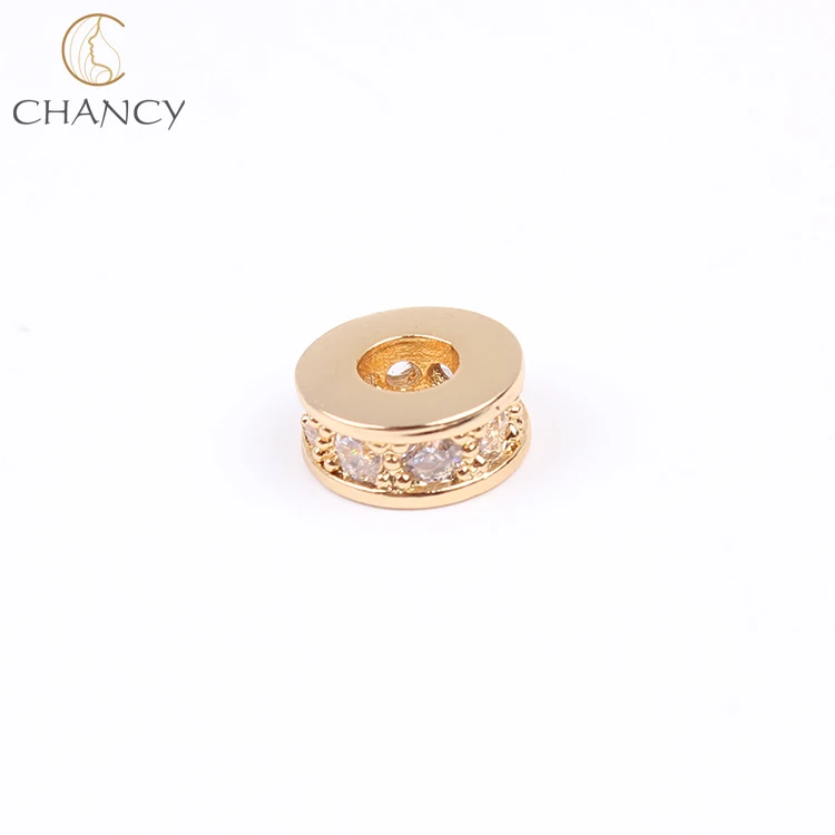 
Fashion hot selling round shape brass cz stone jewelry bracelet spacer beads for women 
