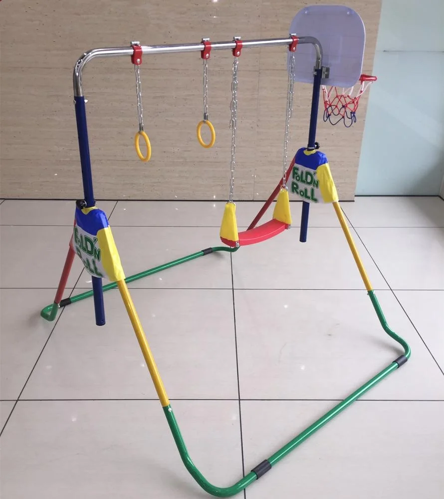 Gymnastics Equipment Indoor Kids Horizontal Bar With Rings, Swing, Basketball