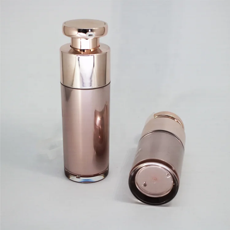 Superior quality 15ml 30ml 50ml cosmetic pump bottle rose gold  luxury airless bottle