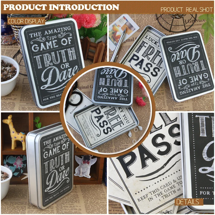 truth or dare adult drinking game custom playing paper game card toy in mini tin box