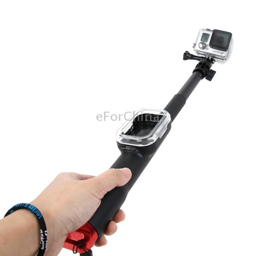 Red TMC Fold Retractable Handheld Remote Pole Monopod With Screw For GoPro Hero