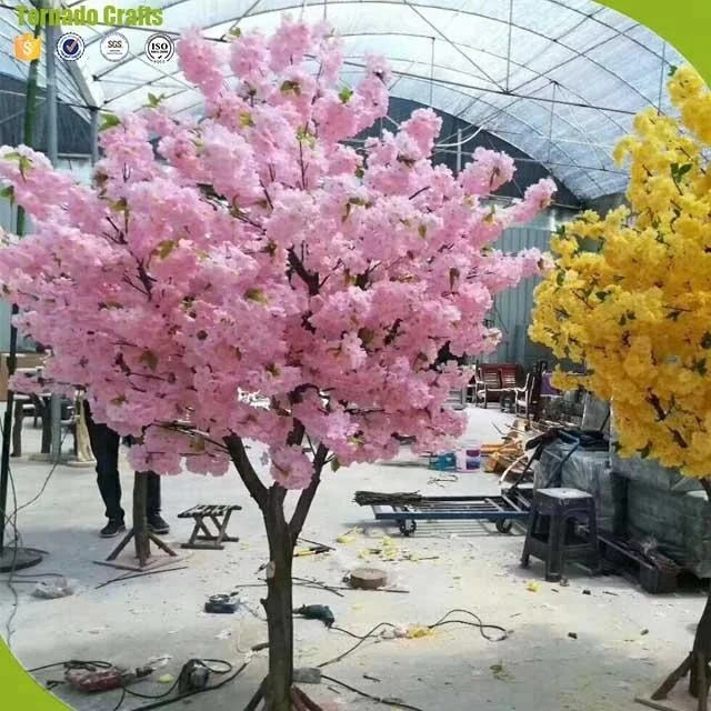High quality artificial cherry blossom tree natural wood trunk tree for wedding decoration