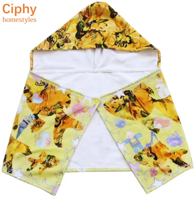
Carton design 100% cotton velour terry digital photo print hooded towel for children baby 
