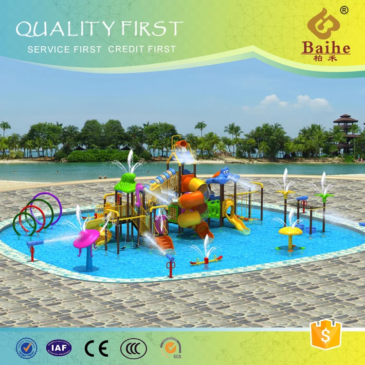 Baihe Top Quality Kid Amusement Water Park Equipment Plastic Modern Water Slide Kindergarten Plastic Sand Beach Toys Set