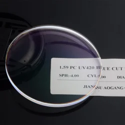 anti blue ray glasses lens 1.59 PC polycarbonate UV420 blue cut single vision lenses