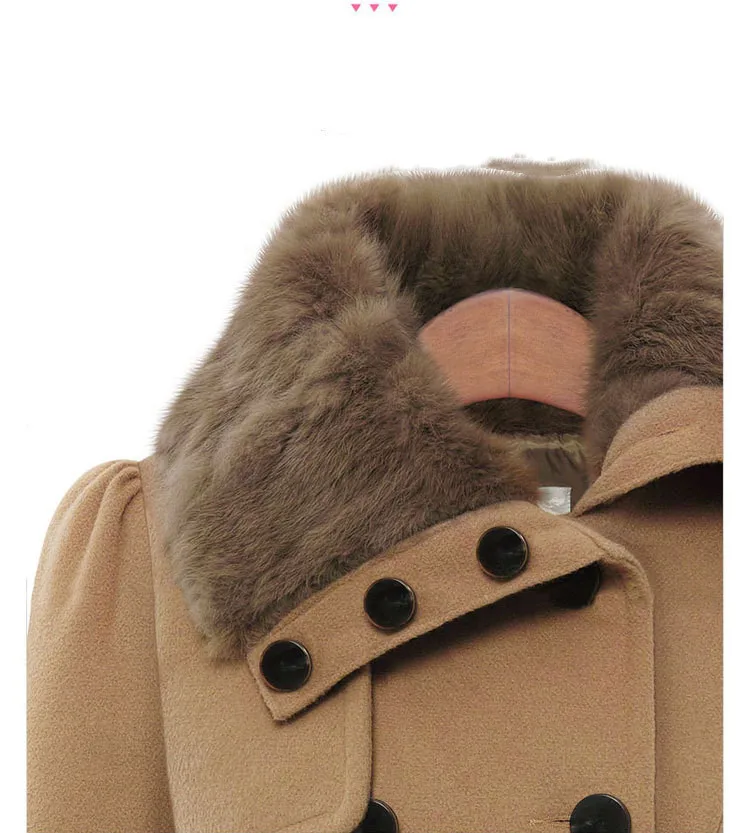 WingTu Custom Logo Wholesale Women Warm Double Breasted Artificial Belt Overcoat With Pocket